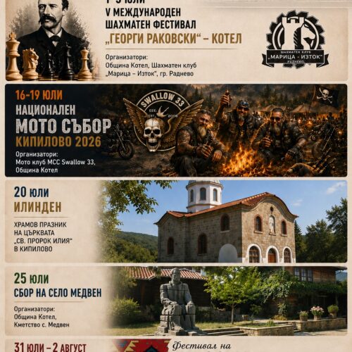ОБЩИНА КОТЕЛ ПРЕДСТАВЯ КУЛТУРНИЯ КАЛЕНДАР ЗА МЕСЕЦ ЮЛИ