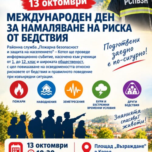 РСПБЗН – КОТЕЛ ОРГАНИЗИРА ИНФОРМАЦИОННО СЪБИТИЕ ЗА ПОВИШАВАНЕ НА ГОТОВНОСТТА ПРИ БЕДСТВИЯ